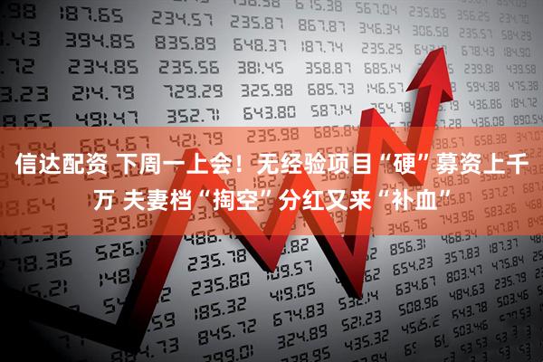 信达配资 下周一上会！无经验项目“硬”募资上千万 夫妻档“掏空”分红又来“补血”